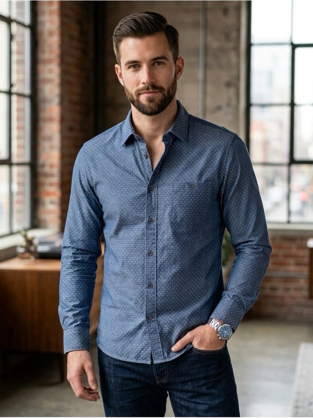 Ted Baker London Men's Long Sleeve Button-Up Shirt